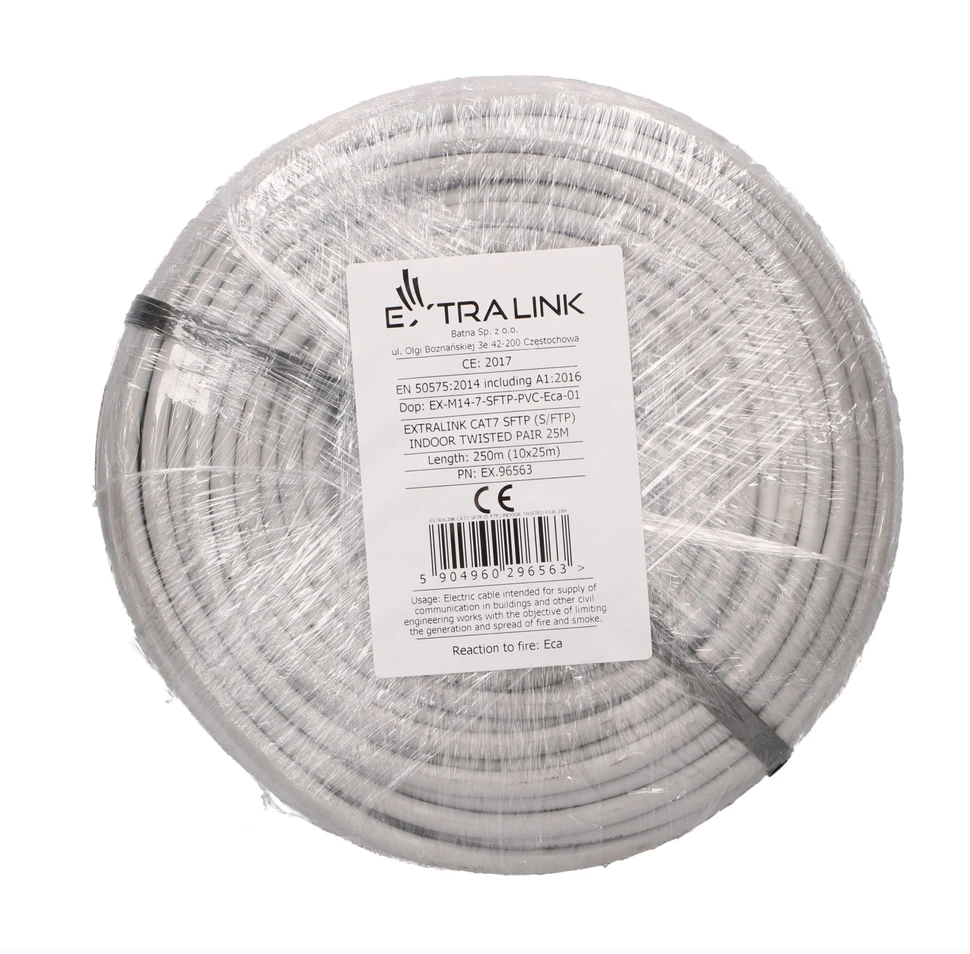 „Extralink CAT7 SFTP (S/FTP)“ vidinis | Susuktos poros tinklo kabelis | 25 m