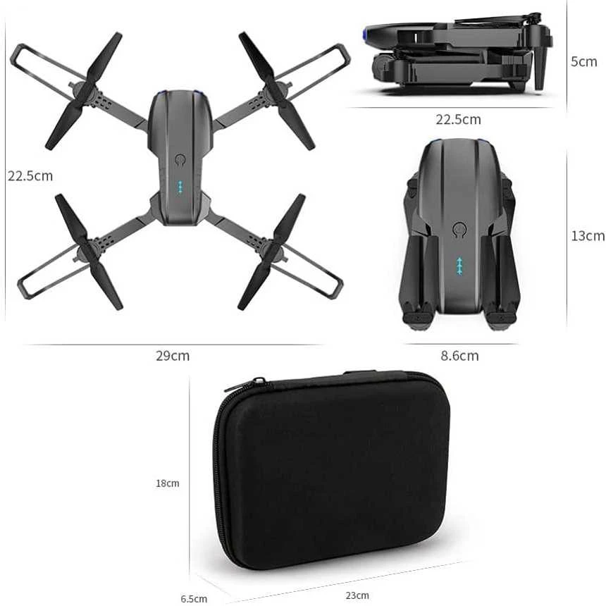 Dronas Ekstralink E99 Pro su 3 baterijomis ir dėklu, pilkas