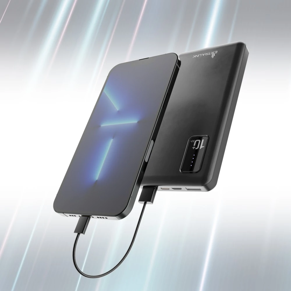 Extralink EPB-098B 10000mAh Juodas | Powerbank | Maitinimo blokas, USB-C