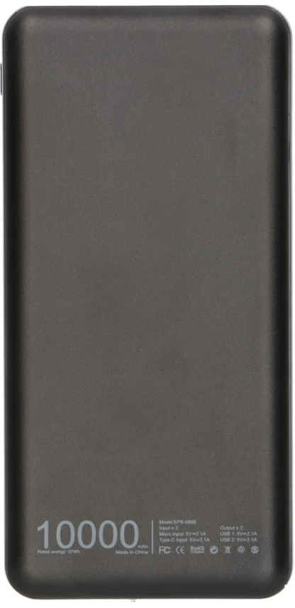Extralink EPB-098B 10000mAh Juodas | Powerbank | Maitinimo blokas, USB-C