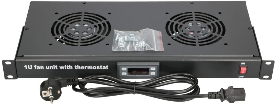 Extralink | Ventiliatoriaus skydelis | 19", 2 ventiliatoriai, su termostatu