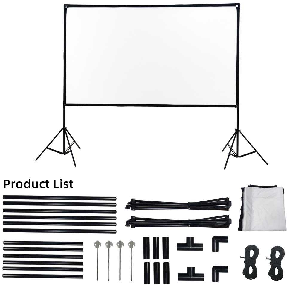 Projektorius EXTRALINK FOLDABLE Projektoriaus ekranas 100" 16:9, 220x125cm, Baltas, WITH STAND, PSF-100