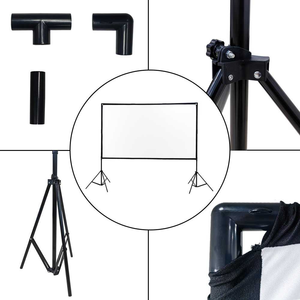 Projektorius EXTRALINK FOLDABLE Projektoriaus ekranas 100" 16:9, 220x125cm, Baltas, WITH STAND, PSF-100