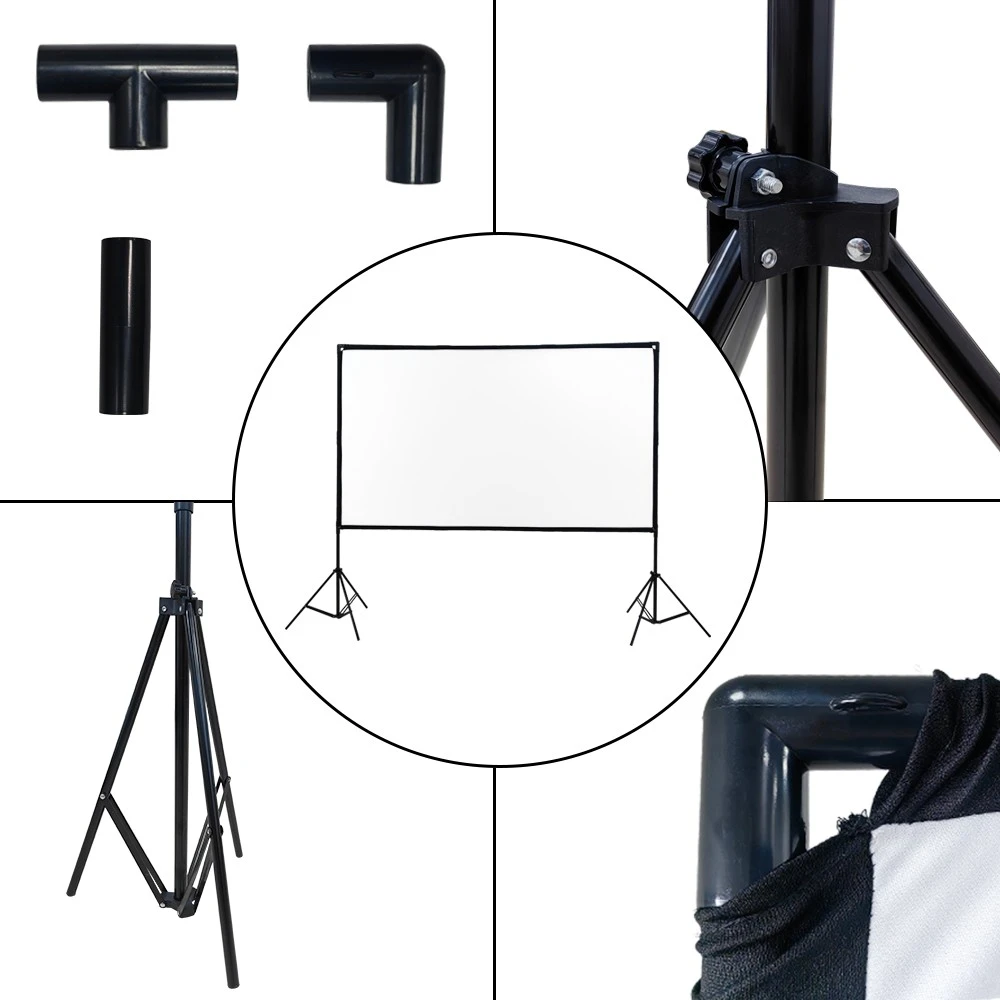 Projektorius EXTRALINK FOLDABLE Projektoriaus ekranas 100" 16:9, 220x125cm, Baltas, WITH STAND, PSF-100