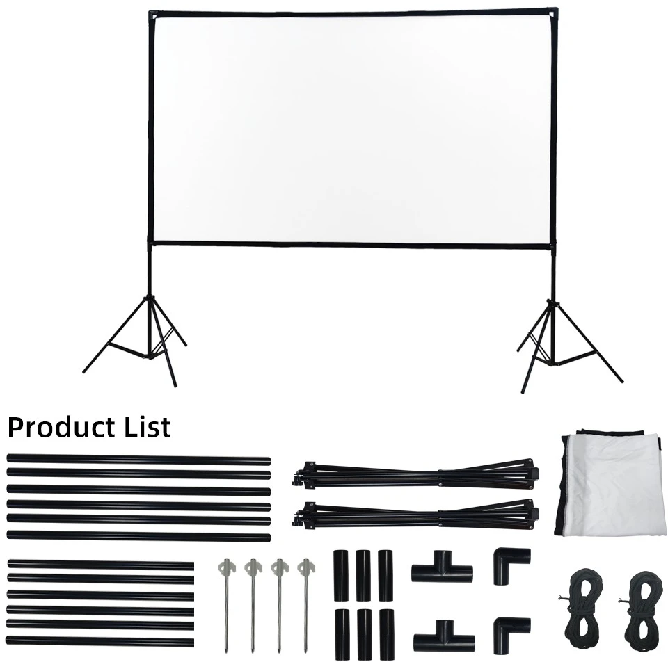Projektorius EXTRALINK FOLDABLE Projektoriaus ekranas 100" 16:9, 220x125cm, Baltas, WITH STAND, PSF-100
