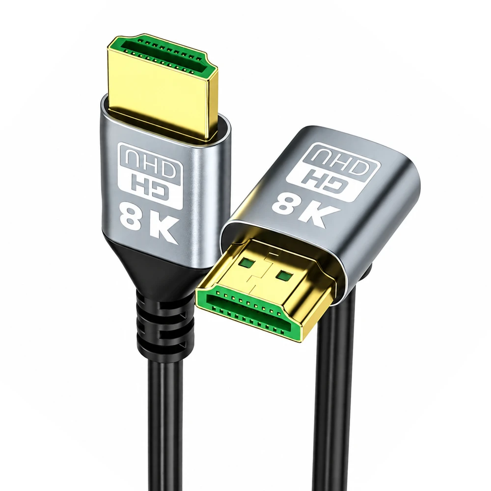 EXTRALINK HDMI kabelis 2.1 8K HDR 2M KAMPINIS GÓRNY SKRĘT