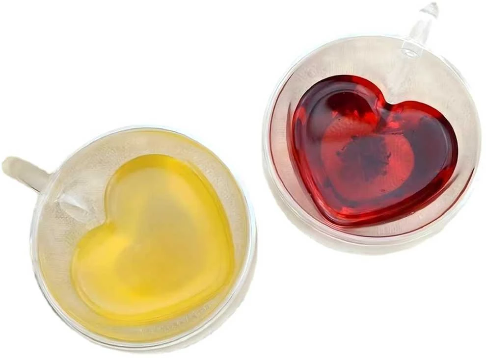 Extralink Pradžia | Meilės puodelis širdies formos stiklo | dviguba sienelė karščiui atspari 250ml