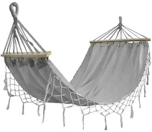 Extralink Juodasis miškas | Hamakas | pilka su kutais 1 asmeniui 200x100cm su rėmu