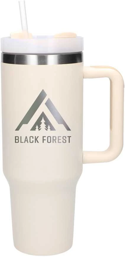 Extralink Juodas Forest | Termo puodelis ze słomką | termos su laikikliu 1200ml smėlio spalva
