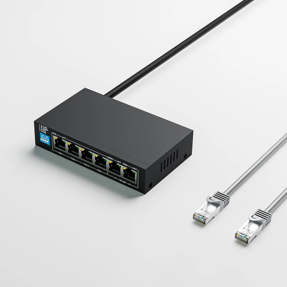 Šakotuvas EXTRALINK KRIOS 4 prievadų GbE Nevaldomas 802.3AF/AT 150 W PoE jungiklis + 1xRJ45 Up-Link