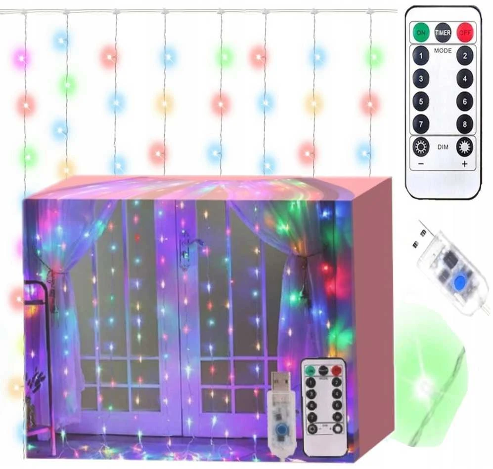 Extralink | LED šviesos užuolaida | 3x3m, 300x LED, šaltai balta, Kalėdinė, dekoracija