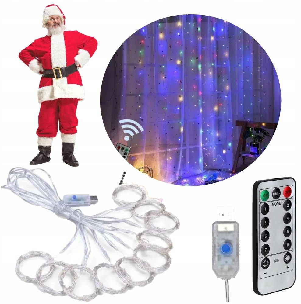 Extralink | LED šviesos užuolaida | 3x3m, 300x LED, šaltai balta, Kalėdinė, dekoracija
