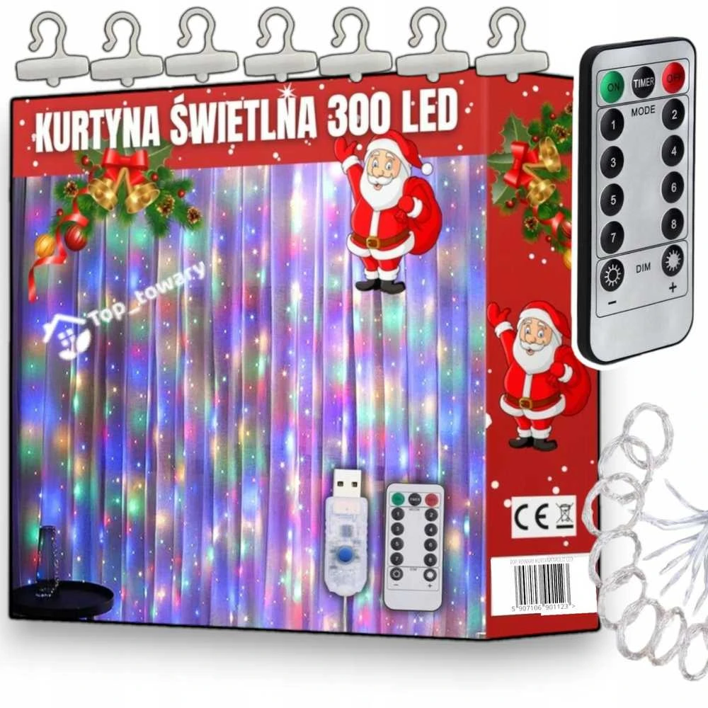 Extralink | LED šviesos užuolaida | 3x3m, 300x LED, šaltai balta, Kalėdinė, dekoracija