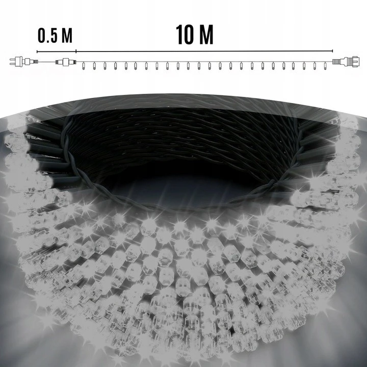 Extralink | Kalėdinės lemputės | Kalėdos, 10 m, 100 LED, baltos, šaltos, lauko, vidaus, maitinamos baterijomis