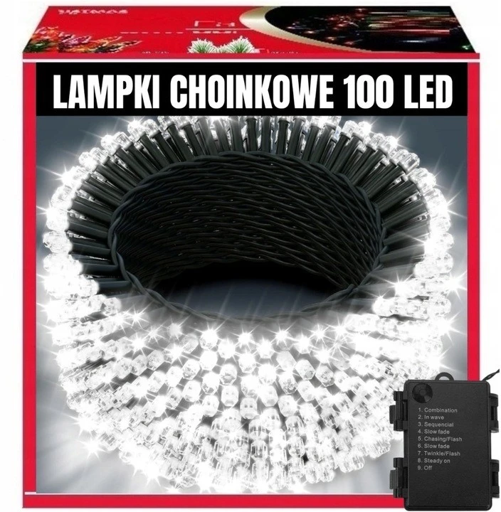 Extralink | Kalėdinės lemputės | Kalėdos, 10 m, 100 LED, baltos, šaltos, lauko, vidaus, maitinamos baterijomis