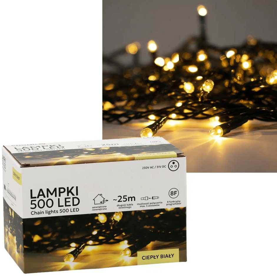 Extralink LED girlianda, 500 LED, 28 m, šiltai balta