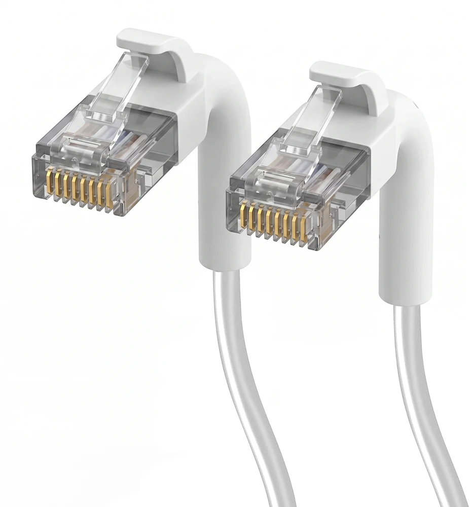 Extralink Cat.6A U/FTP 3m 1Gbps Baltas, LAN patch cord, copper twisted pair network cable, angled connector