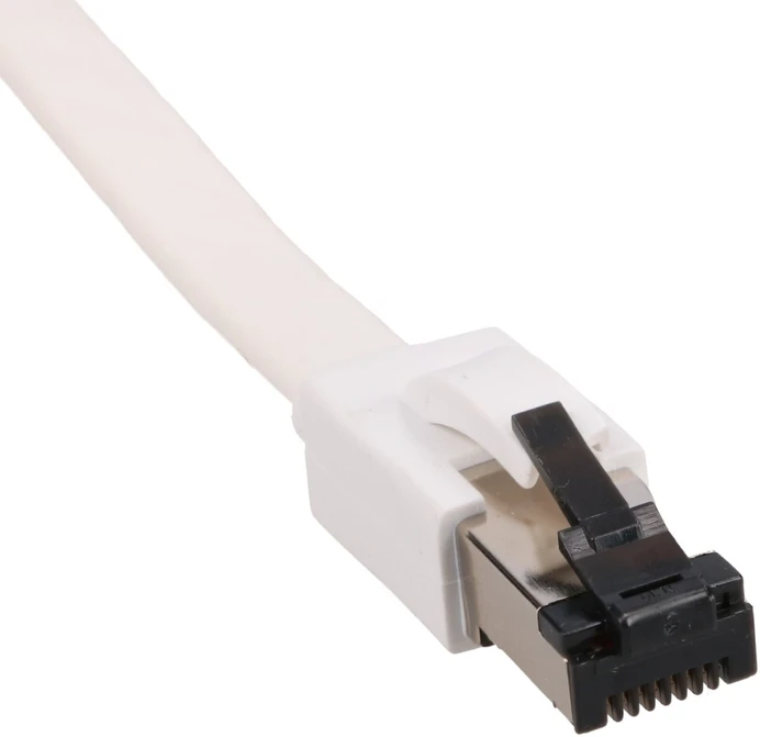 EXTRALINK LAN jungiamasis laidas CAT.8 U/FTP 3M 40G plokščias ekranuotas su folija susuktos poros grynas varis Baltas