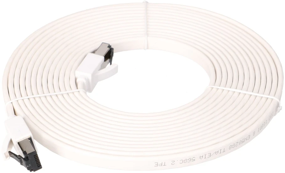 Extralink Cat.8 U/FTP 5m 40G Baltas, LAN patch cord, flat, Copper twisted-pair network cable