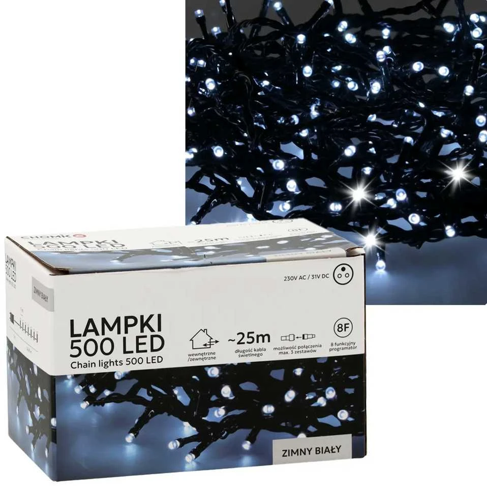 Extralink LED girlianda, 500 LED, 28 m, šaltai balta