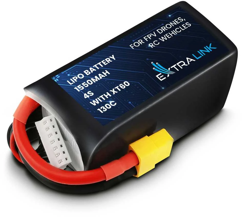 Extralink LiPo 4S 1550mAh XT60 130C | FPV RC dronų akumuliatorius | RC automobiliai, RC lėktuvai, nuotoliniu būdu valdomos RC transporto priemonės