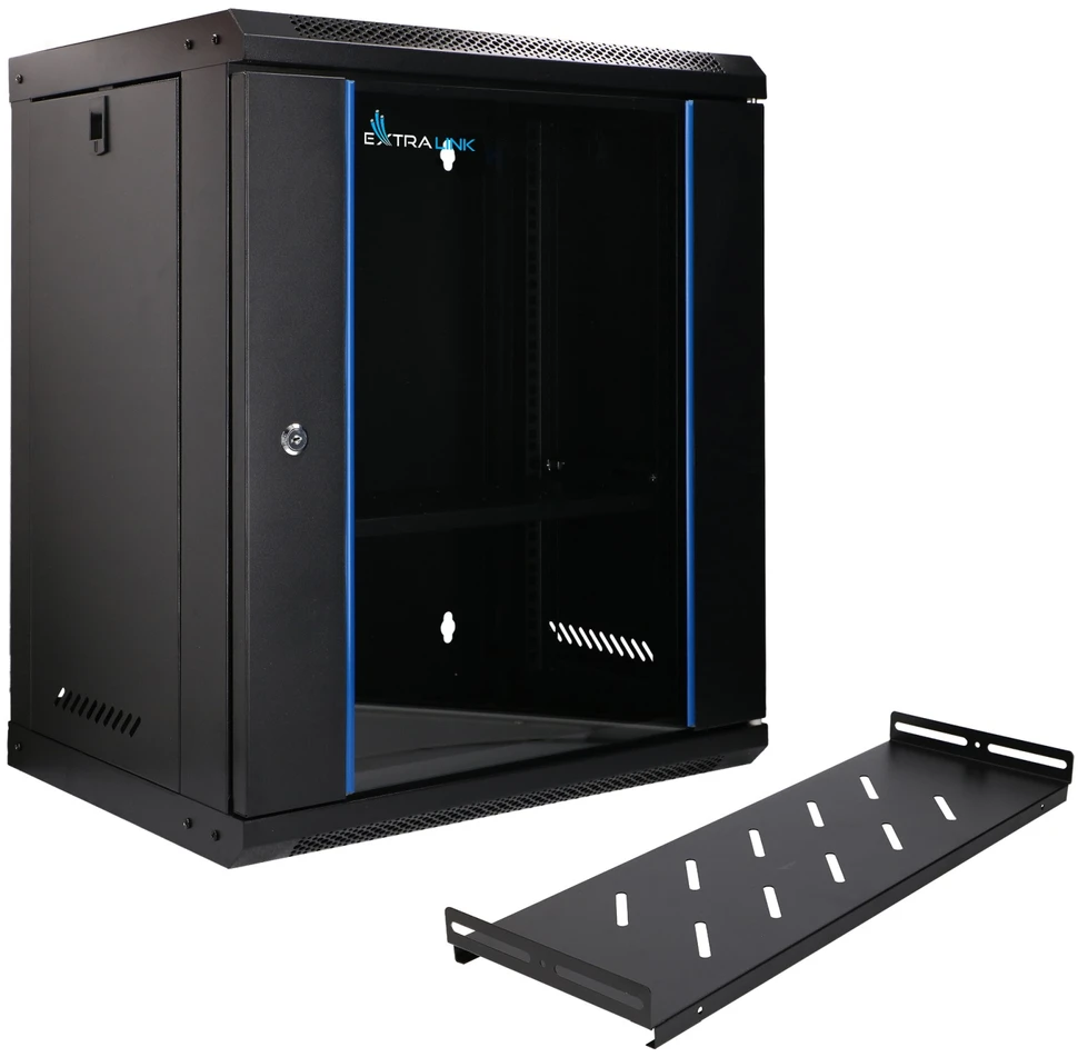 „Extralink Lite“ 12U 530X400 prie sienos montuojama spintelė, juoda