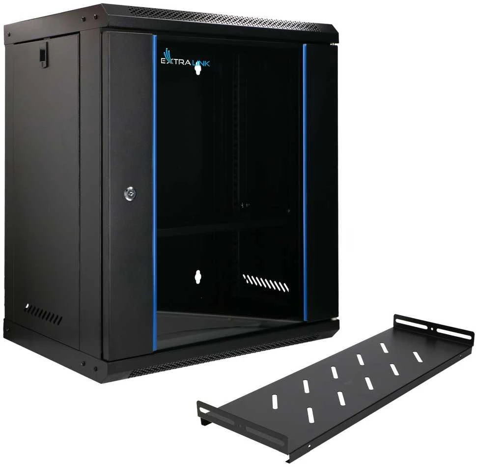 „Extralink Lite“ 12U 530X400 prie sienos montuojama spintelė, juoda