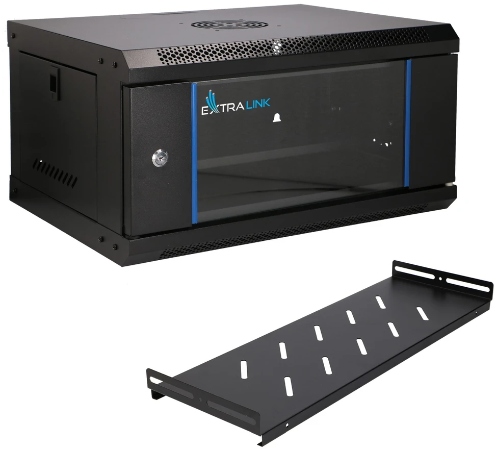 „Extralink Lite“ 4U 530X400 prie sienos montuojama stovo spintelė Juodas