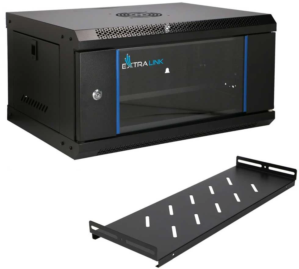 „Extralink Lite“ 4U 530X400 prie sienos montuojama stovo spintelė Juodas