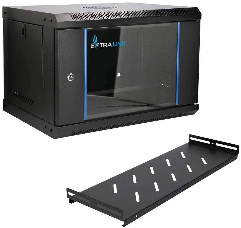 „Extralink Lite“ 6U 530X400 prie sienos montuojama spintelė, juoda