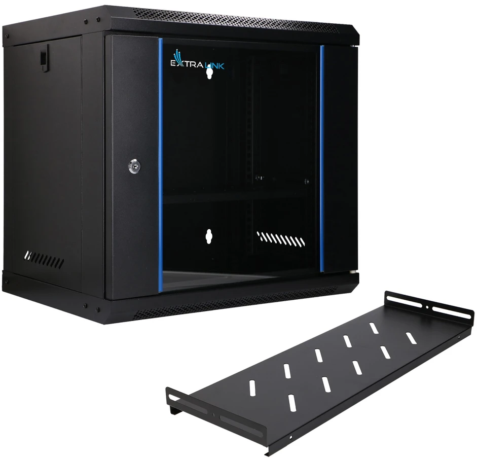 „Extralink Lite“ 9U 530X400 prie sienos montuojama spintelė, juoda