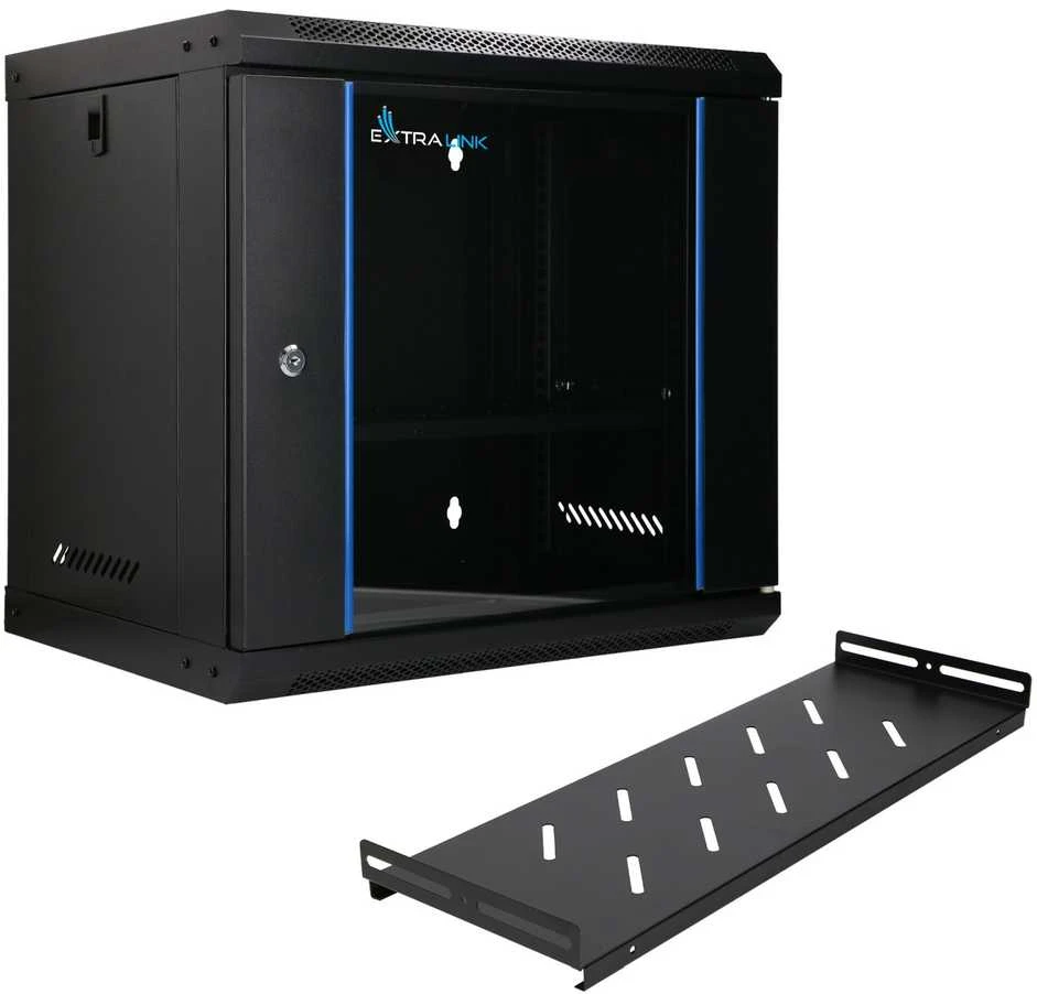 „Extralink Lite“ 9U 530X400 prie sienos montuojama spintelė, juoda