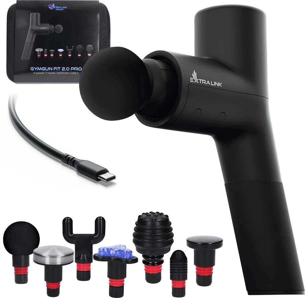 Extralink Massage Gymgun Fit 2.0 Pro | Masažo pistoletas | 7 galvos, 6 režimai