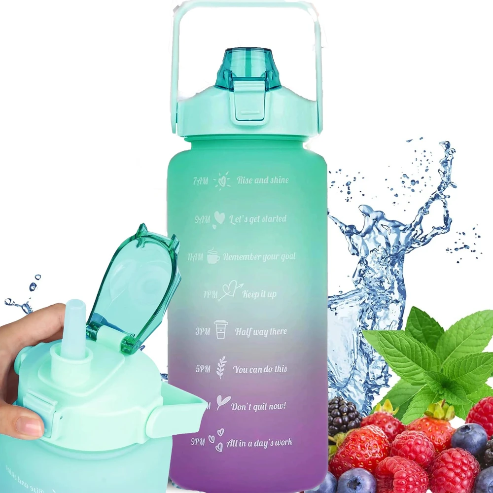 Gertuvė Extralink Motivational Bottle, Vanduo Bottle, 2000ml, Žalias-Violetinė, BUT-190