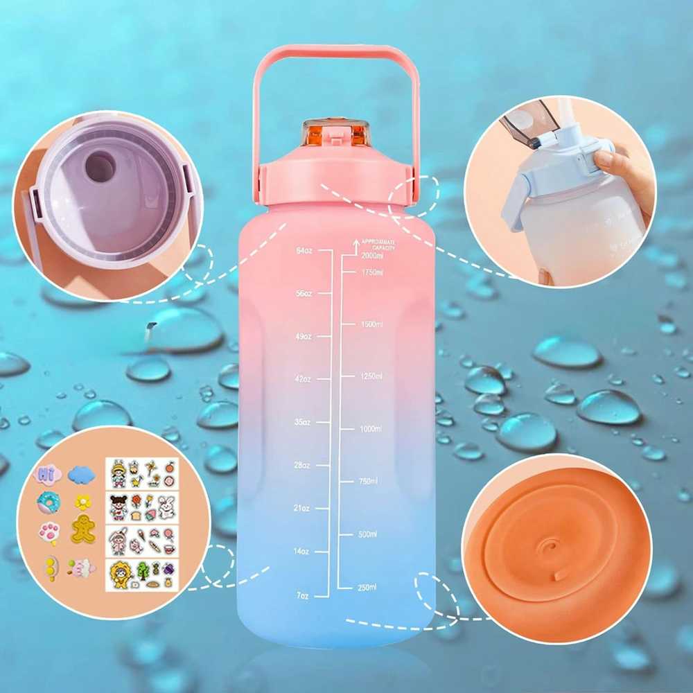 Gertuvė Extralink Motivational Bottle, Vanduo Bottle, 2000ml, Žalias-Violetinė, BUT-190