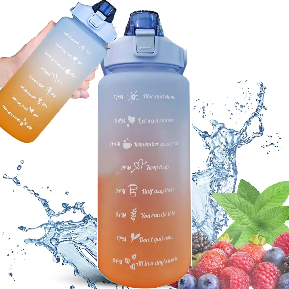 Gertuvė Extralink Motivational Vanduo Bottle, 2000ml Sports Vanduo Bottle, Mėlyna-Oranžinis, BUT-993