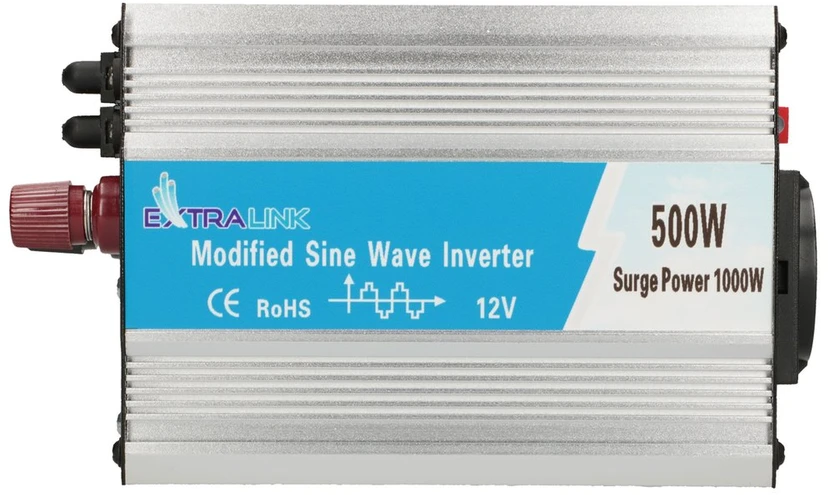 EXTRALINK automobilio įtampos keitiklis 12V-230V 500W modifikuotas sinusas OPIM-500W