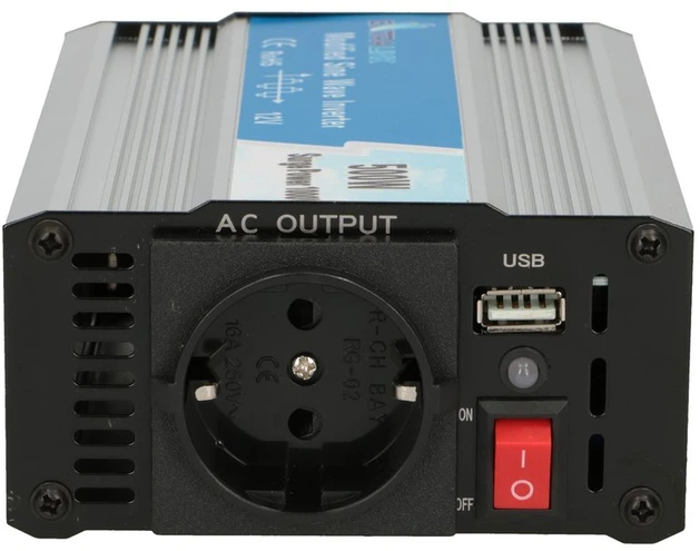 EXTRALINK automobilio įtampos keitiklis 12V-230V 500W modifikuotas sinusas OPIM-500W