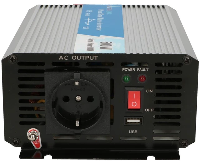 EXTRALINK automobilio įtampos keitiklis 12V-230V 500W grynas sinusas OPIP-500W