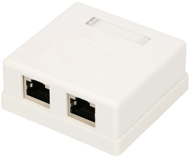 „Extralink“ paviršinio montavimo lizdas, 2x RJ45 CAT5E STP