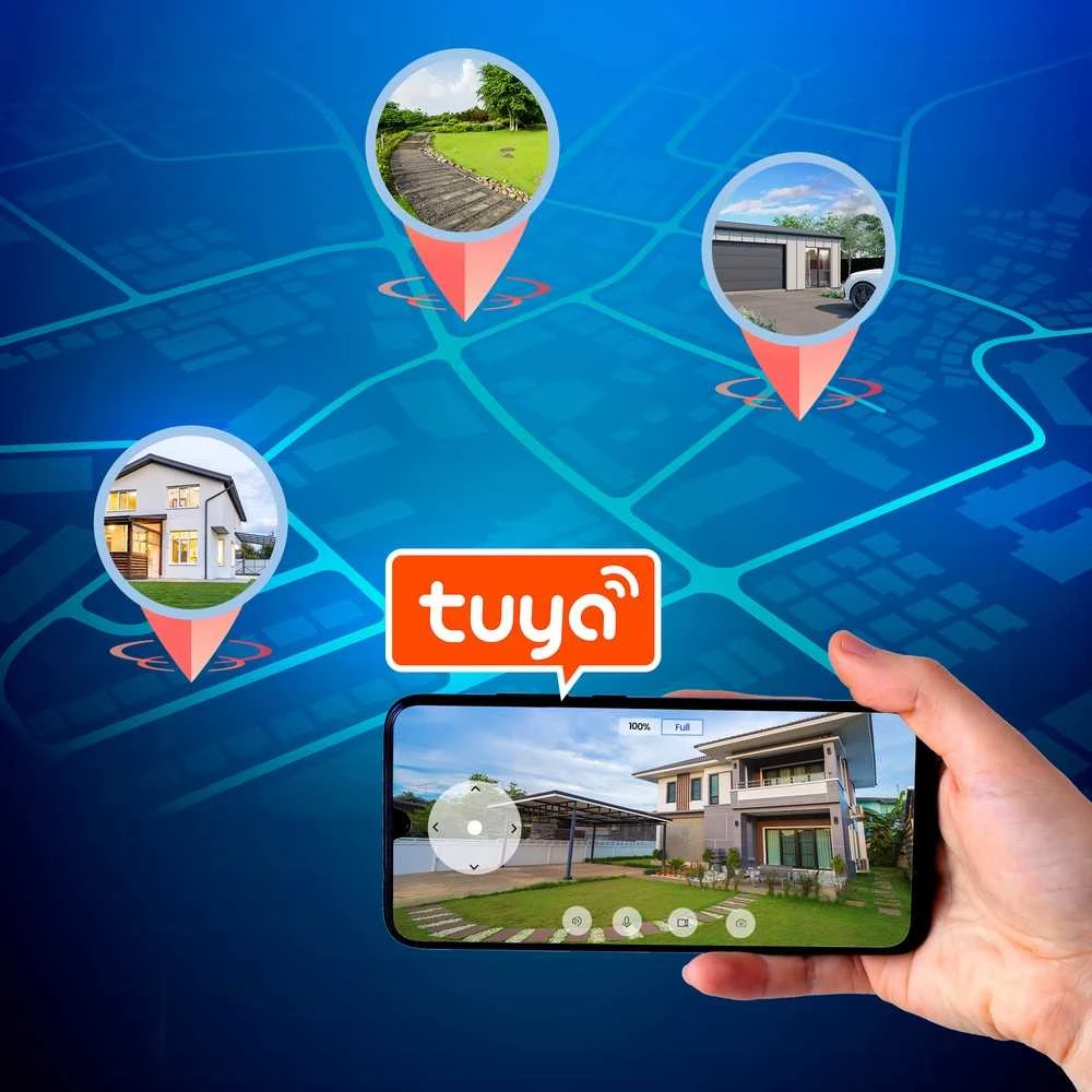 Bevielė išmanioji Wi-Fi lauko kamera, 3MP, 12V DC, valdoma PTZ 310°, IP65, balta, TUYA, Smart Life, Extralink