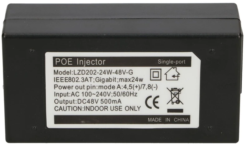 Extralink POE-48-24W-G | Maitinimo šaltinis PoE | 48V, 0,5A, 24W, Gigabit, kabelis w zestawie 802.3af/at