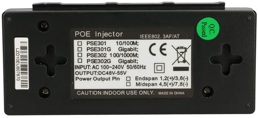 Extralink POE-48-48W | Maitinimo šaltinis PoE | 48V,1A, 48W, Gigabit 802.3af/at