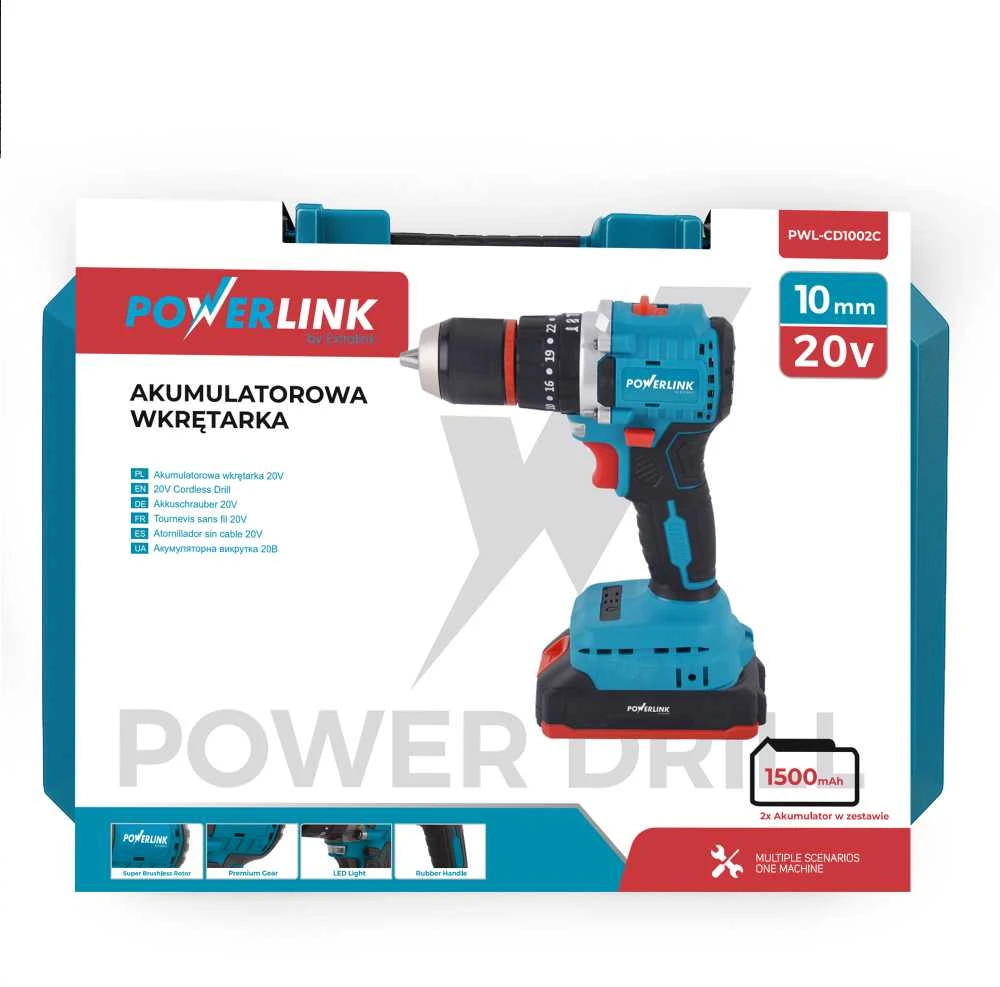 „Powerlink by Extralink“ | Akumuliatorinis suktuvas | PWL-CD1002C 10 mm 20 V 2 x 1,5 Ah