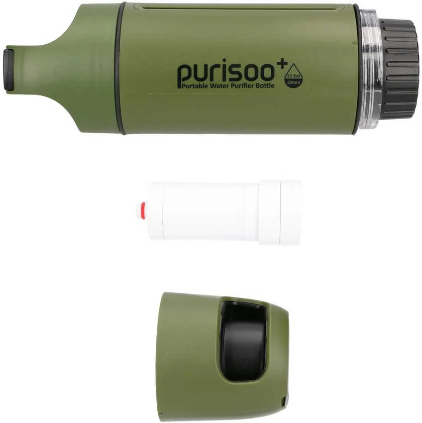 Gertuvė Extralink Purisoo+ Zielona | Buteliukas su Systemem Filtrującym | su Pompką, 400ml, filtras UF + ACF