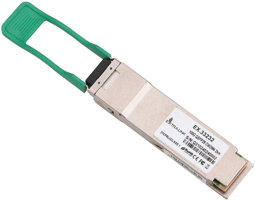 Šakotuvas Extralink QSFP28 Module, 100Gb/s, 2km, Single Mode, Duplex LC