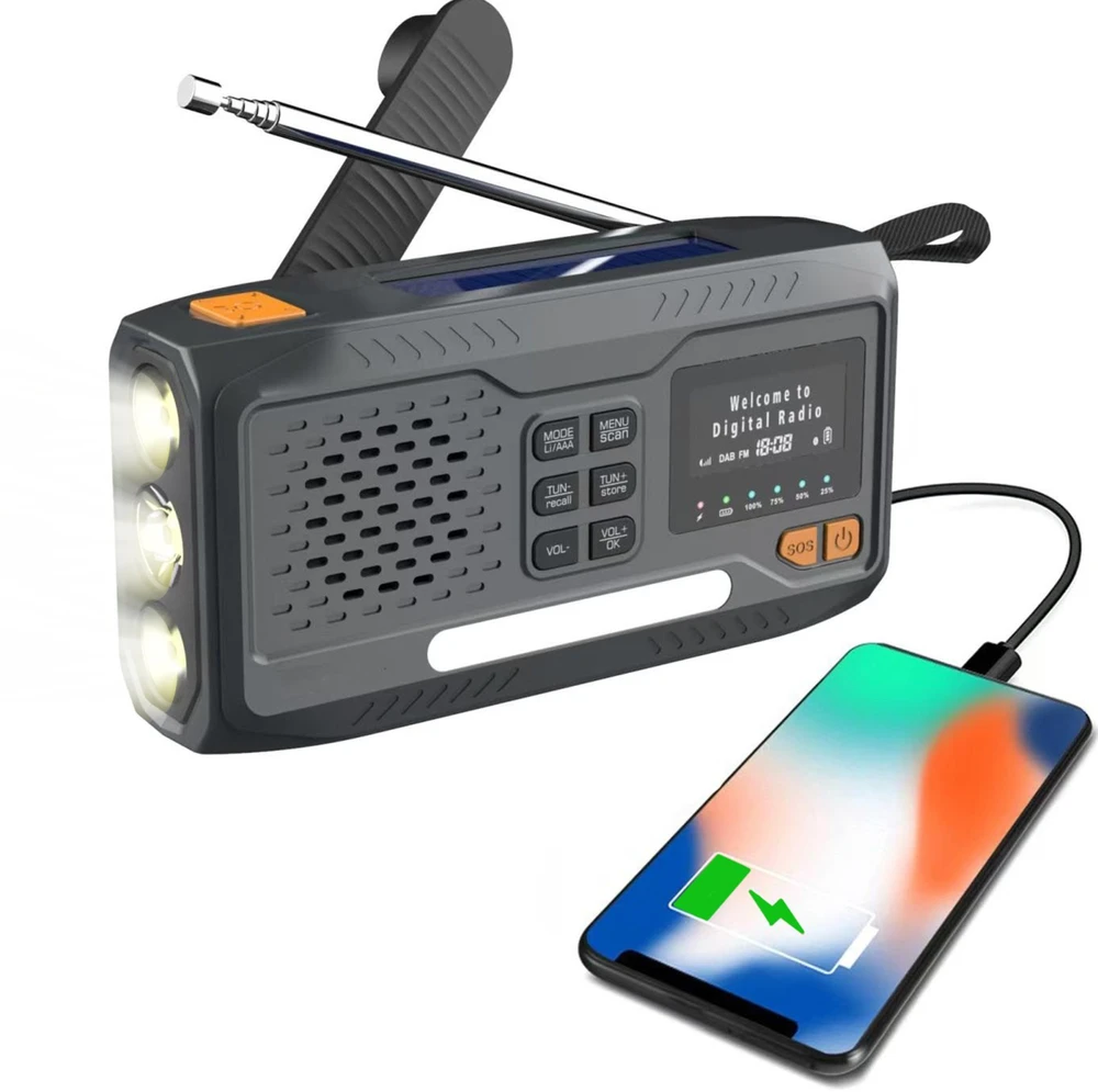 Extralink Radijas AWARYJNE BLUETOOTH SOLARNE Z KORBKA DYNAMO POWERBANK 4000MAH Z LATARKA SOS BT-4000 Nešiojama Analoginis ir skaitmeninis Juoda, Oranžinė