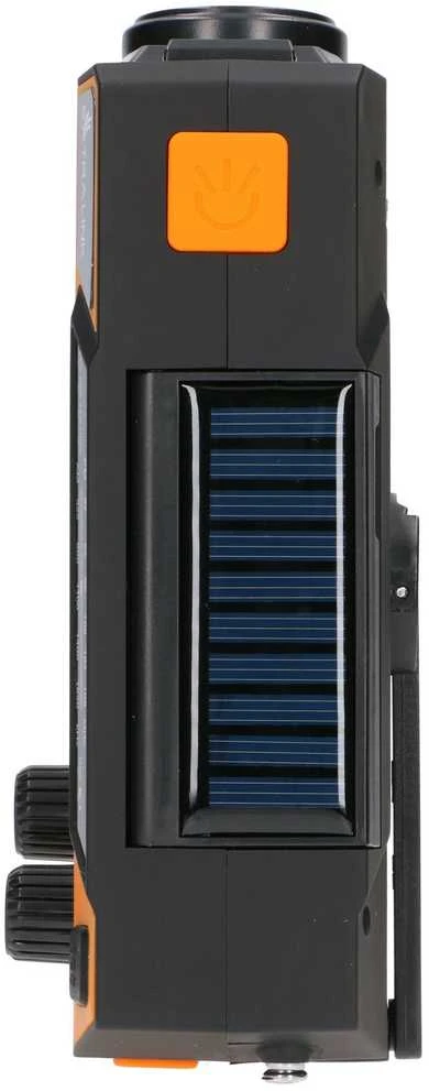 „Extralink SR-4000“ | Saulės energija varomas avarinis radijas su alkūniniu velenėliu | dinama, 4000 mAh išorine baterija ir SOS žibintuvėliu