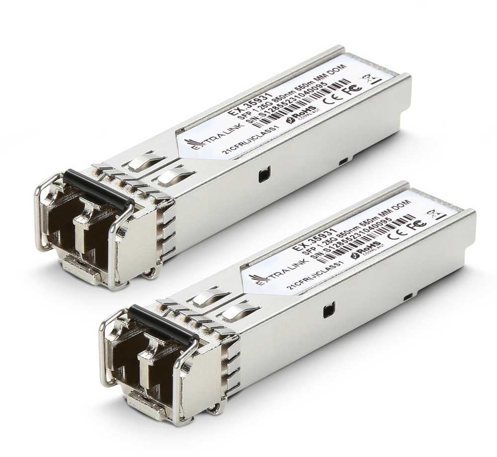 Šakotuvas Modulis SFP ExtraLink EXTRALINK SFP 1.25G 850NM 550M MM DOM 2-PACK (SKIRTA HP / ARUBA)