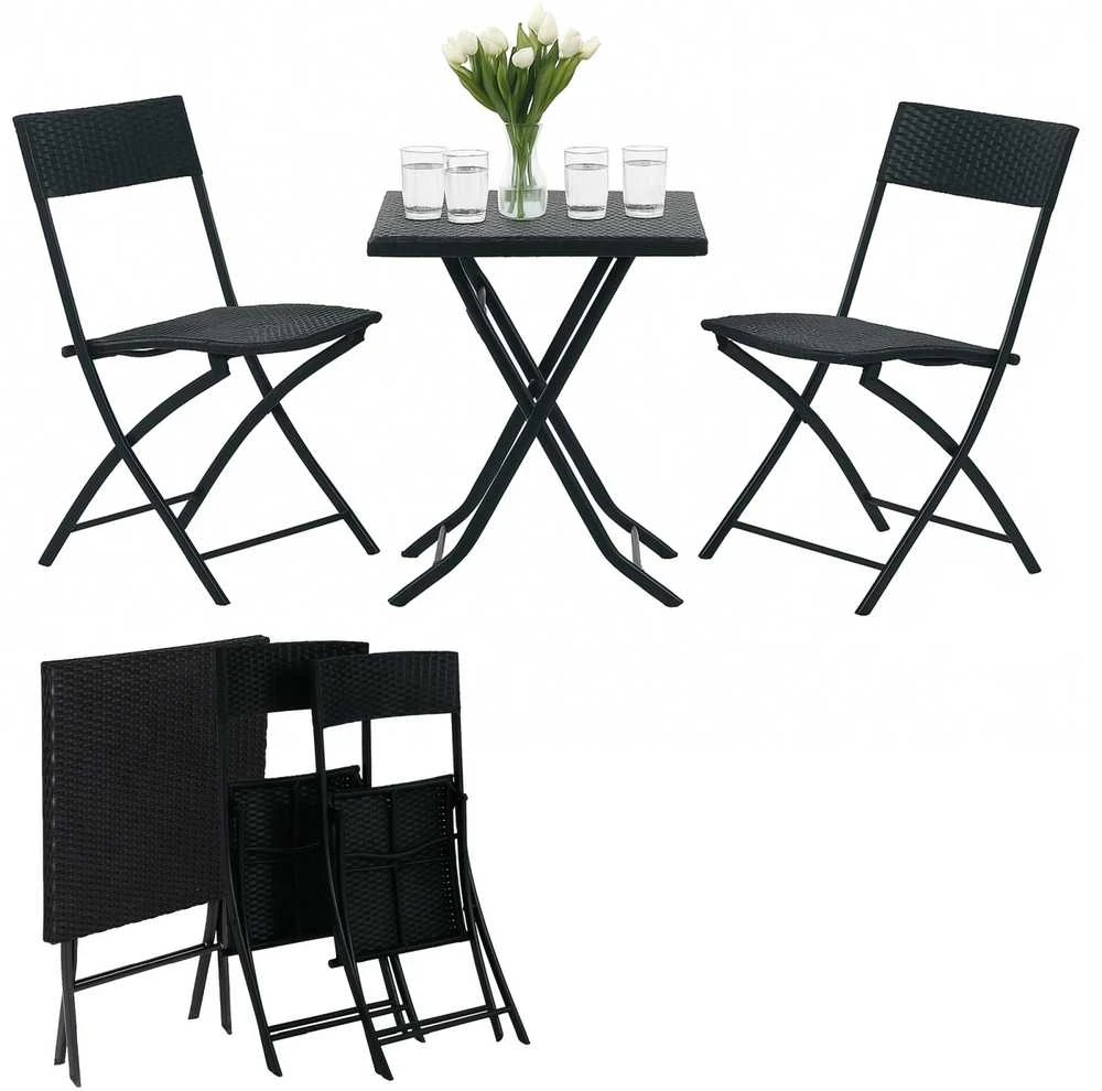 Extralink Small Juodas Forest Garden Furniture Set, Two Chairs + Juodas Table lauko baldų komplektas Juoda